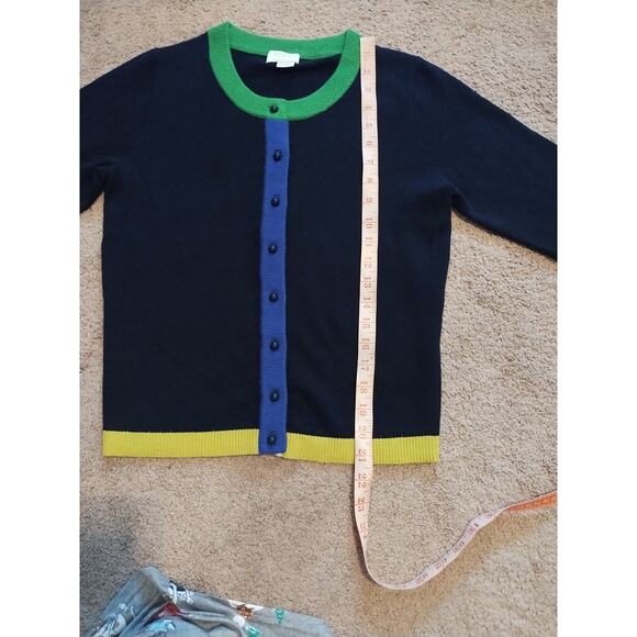 Kate Spade New York Color Block Button Front Sweater Navy Multi Colored - Picture 6 of 8